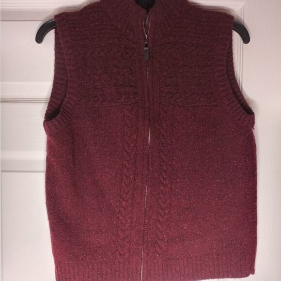 Orvis M Burgundy Wool Blend Zipper Knitted Women's Vest - Picture 1 of 9